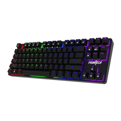 FRONTECH KB-0014 Black Wired Gaming Keyboard | Multicolor RGB Backlight | Mechanical Keys with Retractable Stands